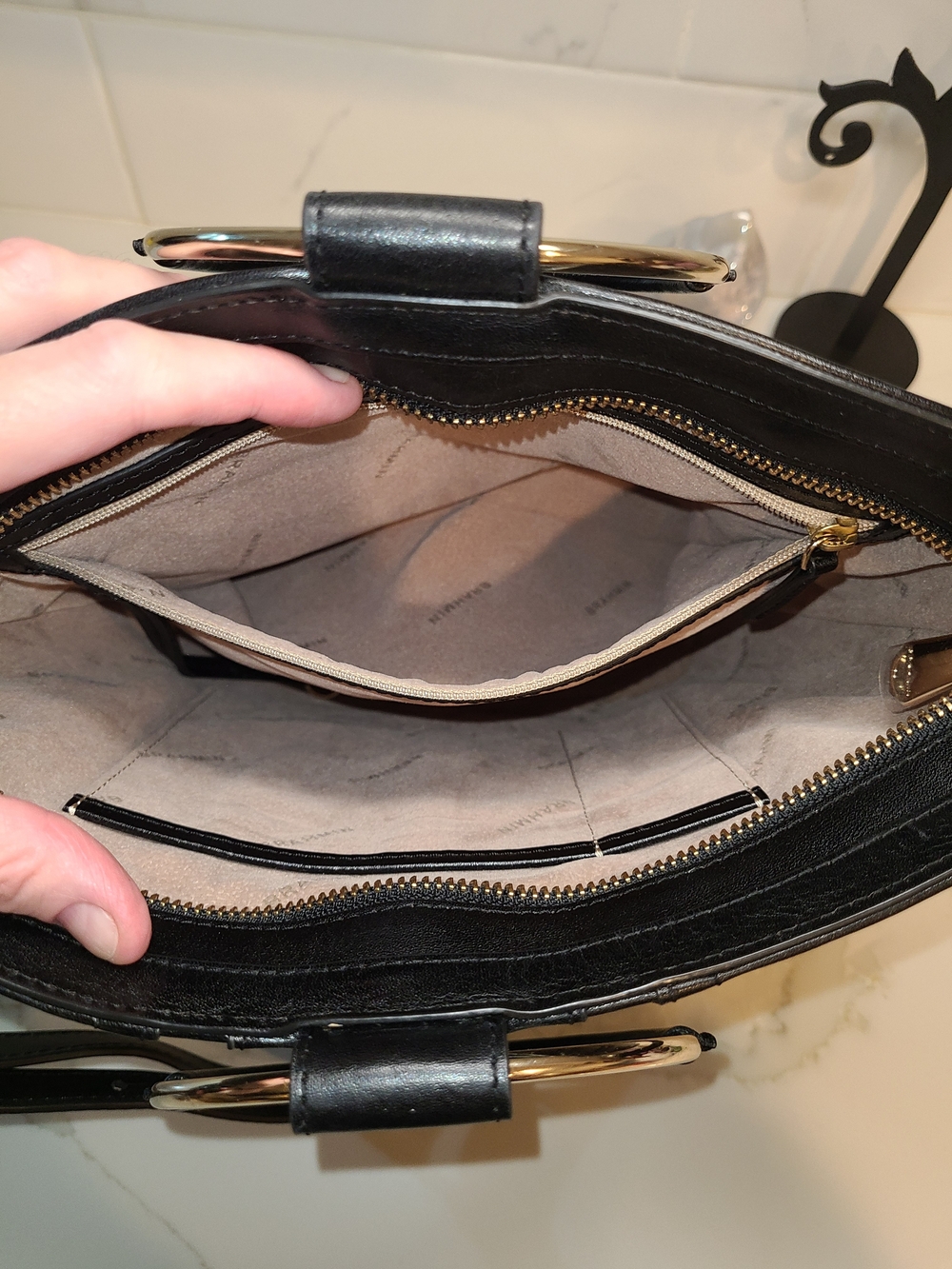 Brahmin Bowie Mod Black Topsail Ring-Handle Satchel Shoulder Bag Pristine - Picture 7 of 12